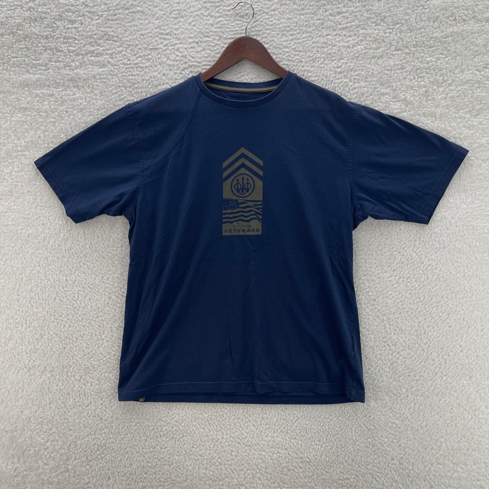 Beretta Shirt Mens XL* Blue Short Sleeve Tee Veteran Pistol Handgun Tactical